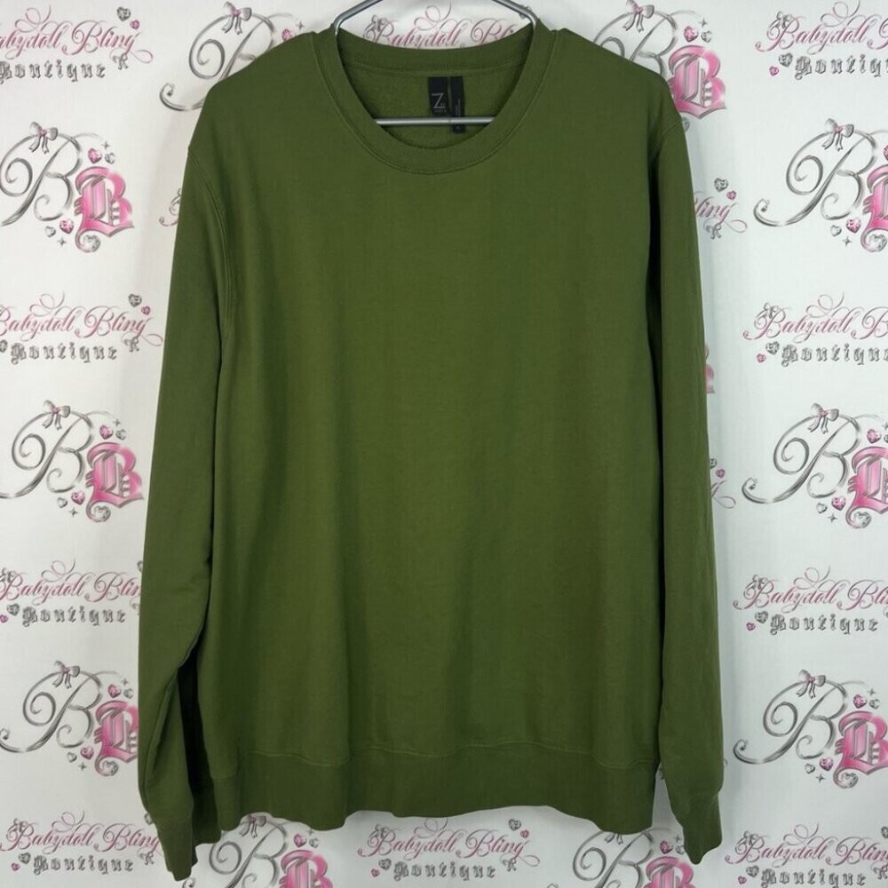 Zella by Z sweater pull over soft stretchy olive military Green Sweater